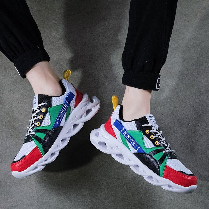 Mens Running Autumn New Leather Sneakers High Quality Outdoor Light Comfortable Sport Athletic Sneakers Lace Up Walking Breathable Ultra Lightweight Sport Casual Sneakers Stevvex