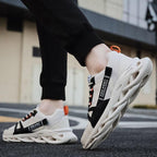 Mens Running Autumn New Leather Sneakers High Quality Outdoor Light Comfortable Sport Athletic Sneakers Lace Up Walking Breathable Ultra Lightweight Sport Casual Sneakers Stevvex