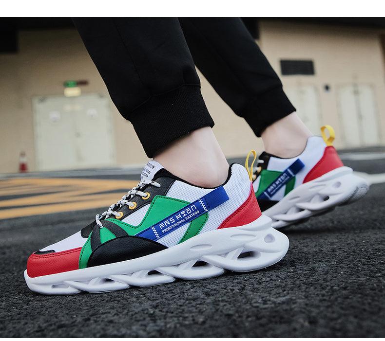 Mens Running Autumn New Leather Sneakers High Quality Outdoor Light Comfortable Sport Athletic Sneakers Lace Up Walking Breathable Ultra Lightweight Sport Casual Sneakers Stevvex