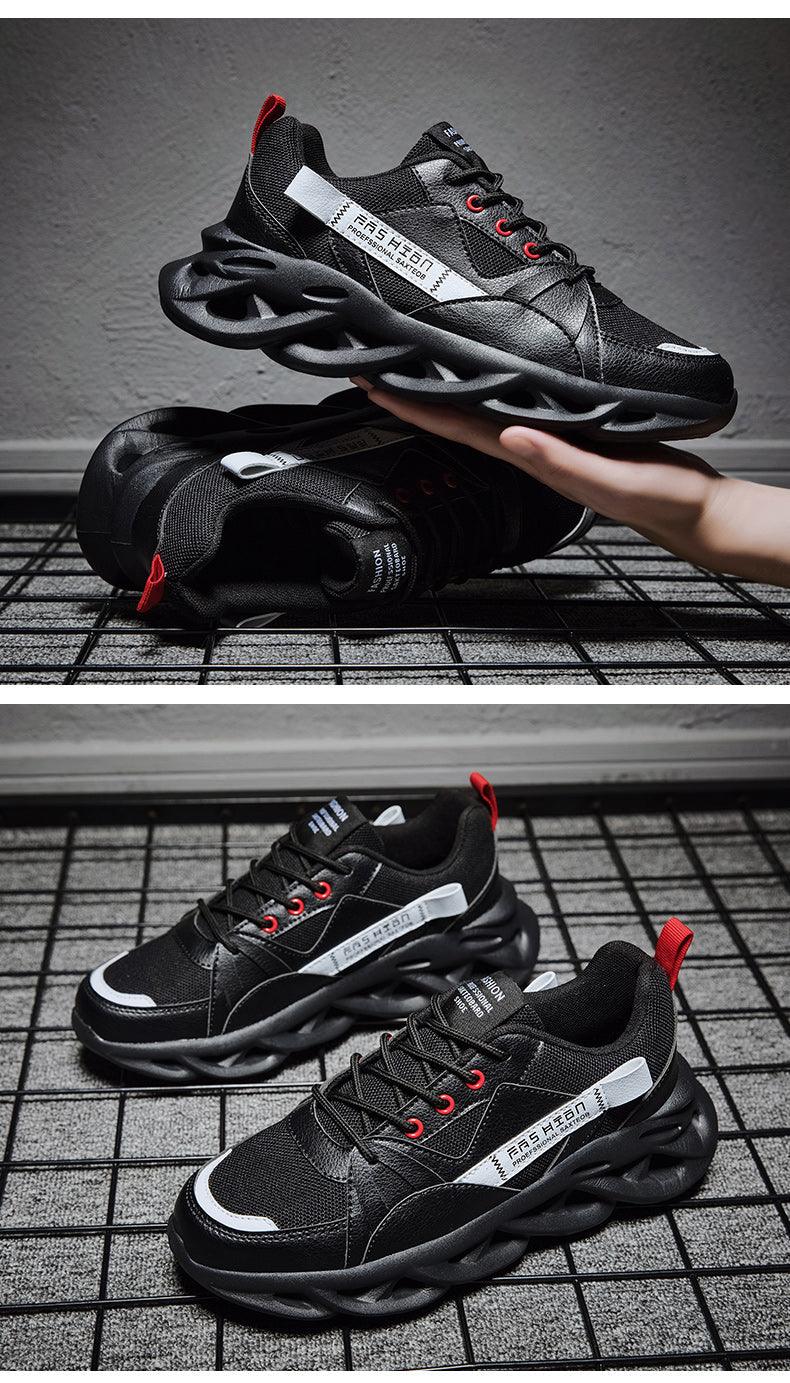 Mens Running Autumn New Leather Sneakers High Quality Outdoor Light Comfortable Sport Athletic Sneakers Lace Up Walking Breathable Ultra Lightweight Sport Casual Sneakers Stevvex