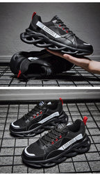 Mens Running Autumn New Leather Sneakers High Quality Outdoor Light Comfortable Sport Athletic Sneakers Lace Up Walking Breathable Ultra Lightweight Sport Casual Sneakers Stevvex