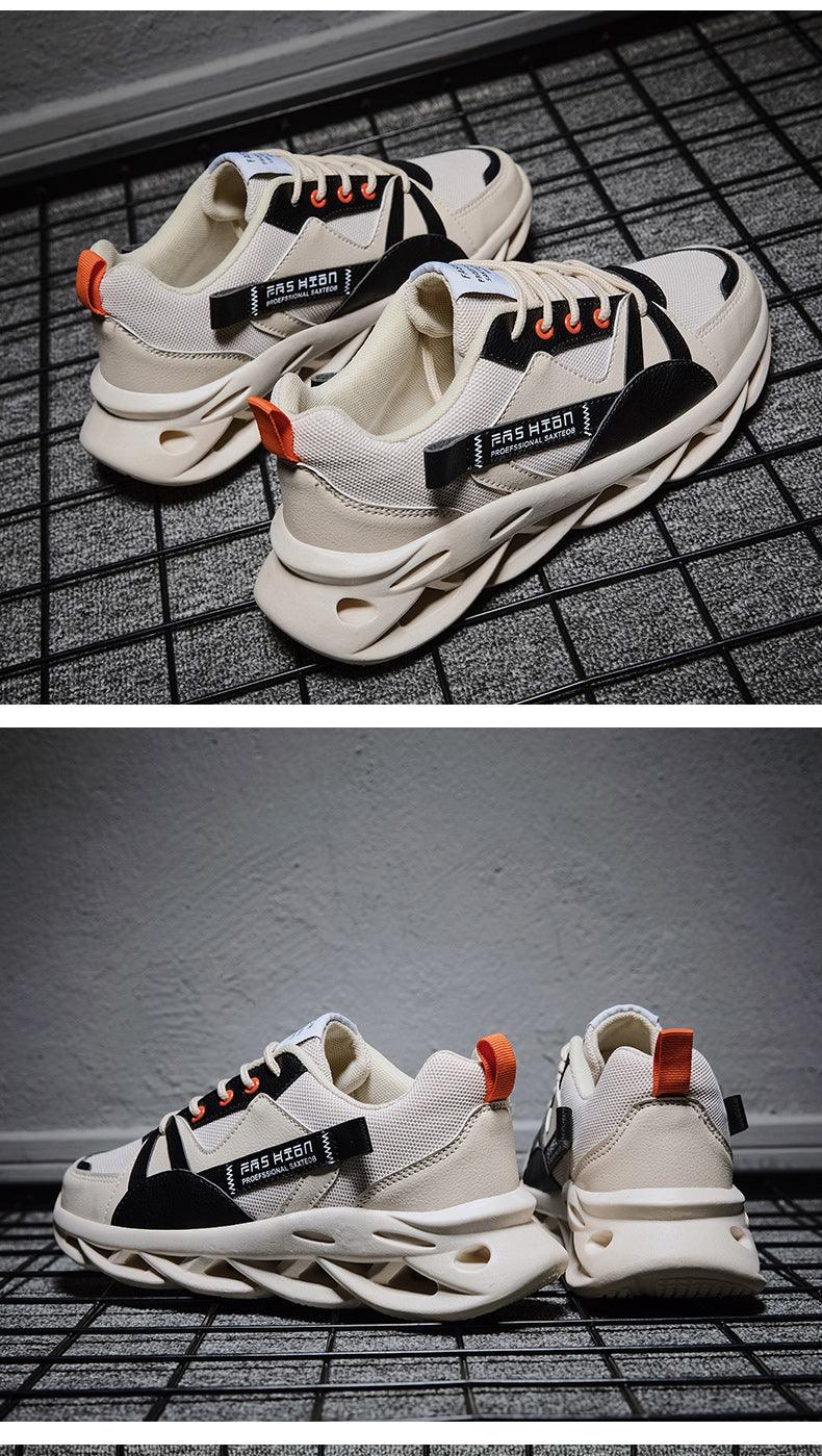 Mens Running Autumn New Leather Sneakers High Quality Outdoor Light Comfortable Sport Athletic Sneakers Lace Up Walking Breathable Ultra Lightweight Sport Casual Sneakers Stevvex