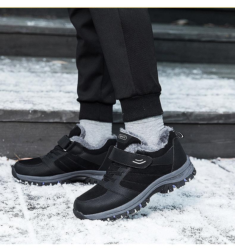Waterproof Mens Winter Shoes Couple Snow Boots Antiskid Bottom Warm Casual Boots Winter Men’s Snow Ankle Boots Fur Lined Warm Anti-slip Outdoor Sport Shoes Stevvex