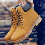 Winter Luxury Shoes Mens Flat Heel Boots Fashion Warm Ankle Boots Outdoor Warm Non Slip Fur Lined Ankle Boots Leather Winter Walking Shoes For Mens Stevvex