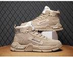 Modern Winter Mens Boots Snow Lightweight Non-Slip Lace-Up Outdoor Warm Sneakers High-Top Cotton Casual Shoes Outdoor Water Resistant Camping Walking Autumn Sneakers
