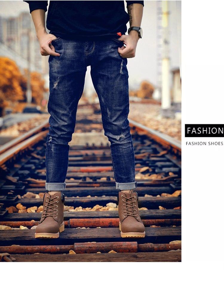Winter Luxury Shoes Mens Flat Heel Boots Fashion Warm Ankle Boots Outdoor Warm Non Slip Fur Lined Ankle Boots Leather Winter Walking Shoes For Mens Stevvex