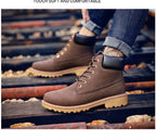 Winter Luxury Shoes Mens Flat Heel Boots Fashion Warm Ankle Boots Outdoor Warm Non Slip Fur Lined Ankle Boots Leather Winter Walking Shoes For Mens Stevvex