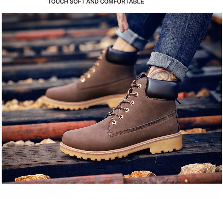 Winter Luxury Shoes Mens Flat Heel Boots Fashion Warm Ankle Boots Outdoor Warm Non Slip Fur Lined Ankle Boots Leather Winter Walking Shoes For Mens Stevvex