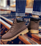Winter Luxury Shoes Mens Flat Heel Boots Fashion Warm Ankle Boots Outdoor Warm Non Slip Fur Lined Ankle Boots Leather Winter Walking Shoes For Mens Stevvex