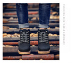 Winter Luxury Shoes Mens Flat Heel Boots Fashion Warm Ankle Boots Outdoor Warm Non Slip Fur Lined Ankle Boots Leather Winter Walking Shoes For Mens Stevvex
