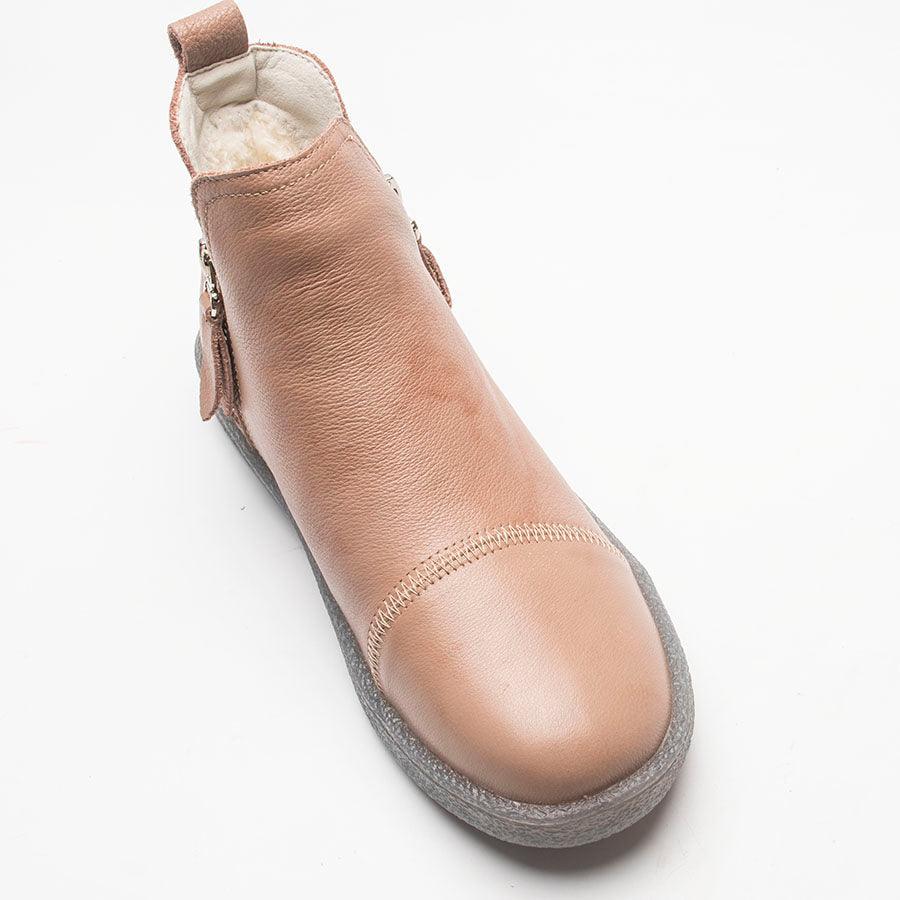 Women Genuine Leather Ankle Boots Warm Fur Waterproof Slip On Super Comfortable Booties Autumn Winter Shoes Keep Warm Anti-Slip Soft Sole Warm Fur Lined Winter Ankle Booties Stevvex