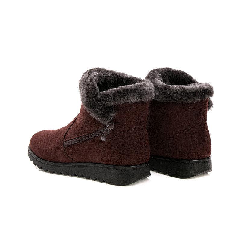 Beautiful Red Womens Ankle Boots New Fashion Waterproof Platform Winter Warm Snow Boots Outdoor Warm Mid-Calf Boot Non-Slip Water Resistant Winter Cold Weather Elegant Shoes Stevvex