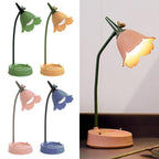 Flower LED Desk Lamp Student Bedroom Night Lamp Lighting Touch Reading Bedside Lamp Eye Protection Night Lights Table Lamp Light Cute Study Lamps for Bedroom Décor Stevvex