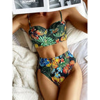 Luxury Women Black Bikini High Waist Swimwear Female 2 Pieces Set Swimsuit Bathing Suit Women Beach Women's High Waisted Bandage Bikini Set Two Piece Push Up Swimsuits Stevvex