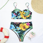 Luxury Women Black Bikini High Waist Swimwear Female 2 Pieces Set Swimsuit Bathing Suit Women Beach Women's High Waisted Bandage Bikini Set Two Piece Push Up Swimsuits Stevvex