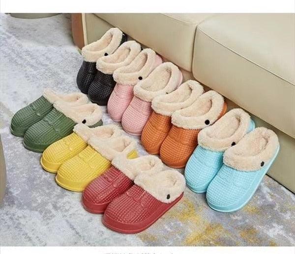 Winter Women's Slippers Warm Clogs Sandals Waterproof Slippers For Women Waterproof Slippers Fur Lined Clogs Winter Garden Shoes Warm House Family Women Shoes Stevvex