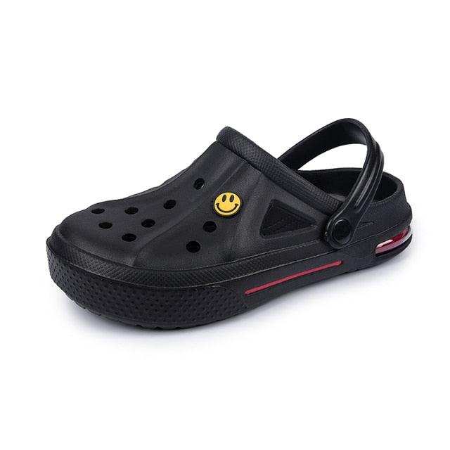 Women Sandals Summer Hole Shoes Rubber Clogs Garden Shoes Black Beach Flat Sandals Garden Shoes Sandals Lightweight Slip On Classic Adjustable Outdoor Walking Clogs Stevvex