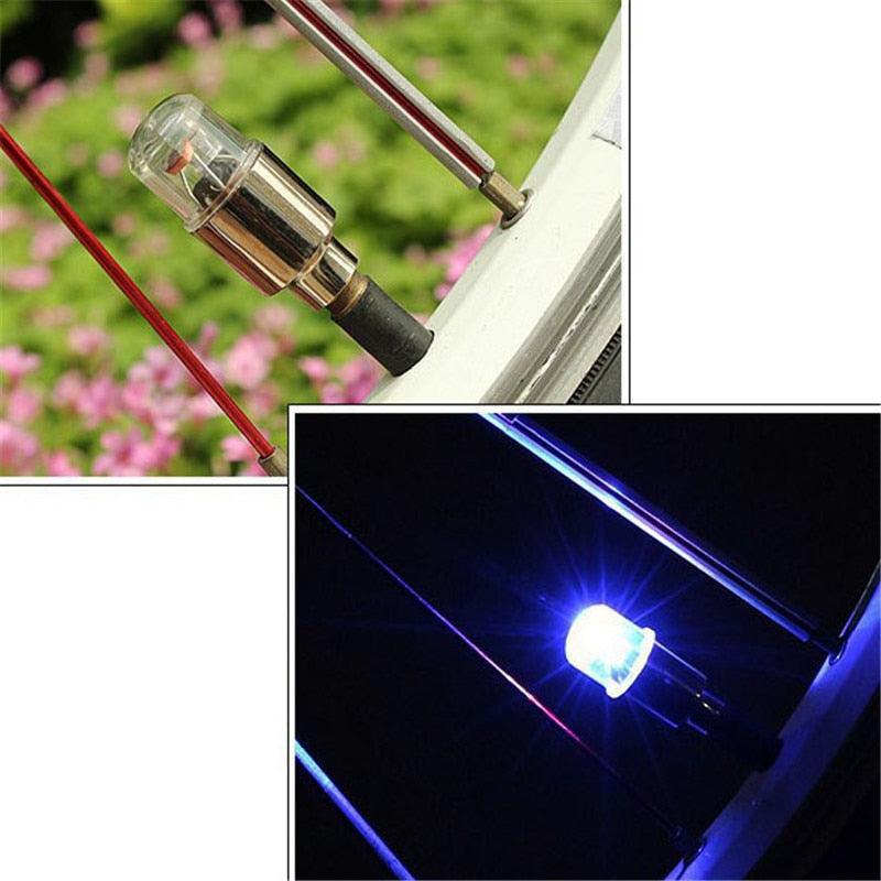 1PCS Bicycle Light Wheel Spoke Light LED Tire Valve Stem Caps Lights Waterproof Neon Light Car Cycling Bike Tyre Spoke Flash Lights Waterproof Valve Stems Caps Accessories For Men Women Stevvex