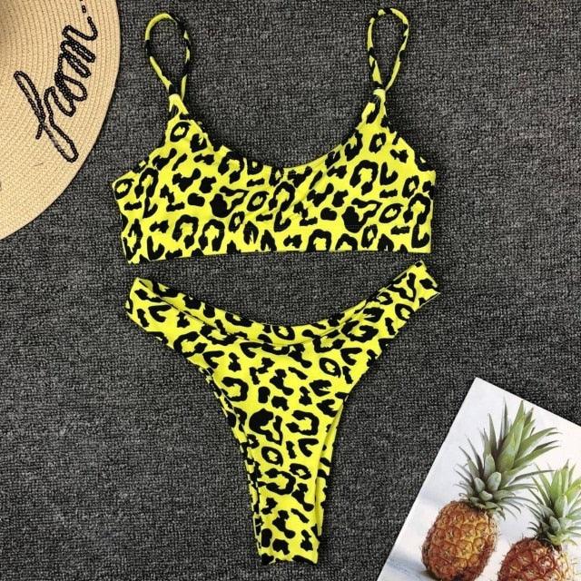 Neon Yellow Green Swimsuit Women Push Up Padded Micro Bikini Summer Beach Bathing Suit Beach Swimwear  Women's Scoop Neck Cut Out Front Lace Up Back High Cut One Piece Swimsuit Stevvex