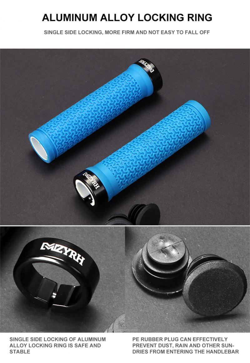 Shock Absorption Mountain Road Cycling Bike Bicycle Handlebar Cover Grips Smooth Soft Rubber Anti-slip Handle Grip Lock Bar End Premium Bike Handlebar Grips Single Lock-on Bike Grips Professional Mountain Bicycle Handlebar Locking Grips Stevvex