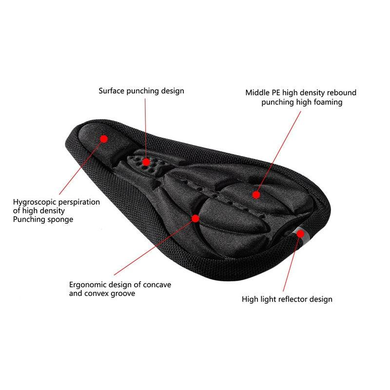 Comfortable Mountain Bike 3D Saddle Cover Thick Breathable Ultra Soft Bicycle Saddles Silicone Sponge Bike Seat Cushion Bicycle Exercise Bike Seat Pad Comfort Road Bicycle Seat Covers Spin Bike Cycling Seat Cushions Indoor Outdoor Saddle For Men Stevvex