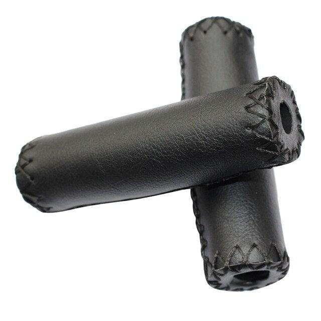 Ergonomic Bike Handle Grips PU Leather Soft Rubber Bicycle Mountain Bike Anti-Slip Handlebar Grips Retro Artificial Leather Handle Grips Cycling Anti Slip Road Mountain Comfortable Bike Handlebar Grips Stevvex