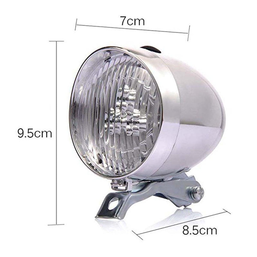 Retro Bicycle Retro Headlight Waterproof Perspective Strong Body Warning Safety Headlight Classical Cool Silver/Black Cycling Bicycle Headlight Retro Front Vintage Bike Light Night Riding Safety Head Lamp Stevvex