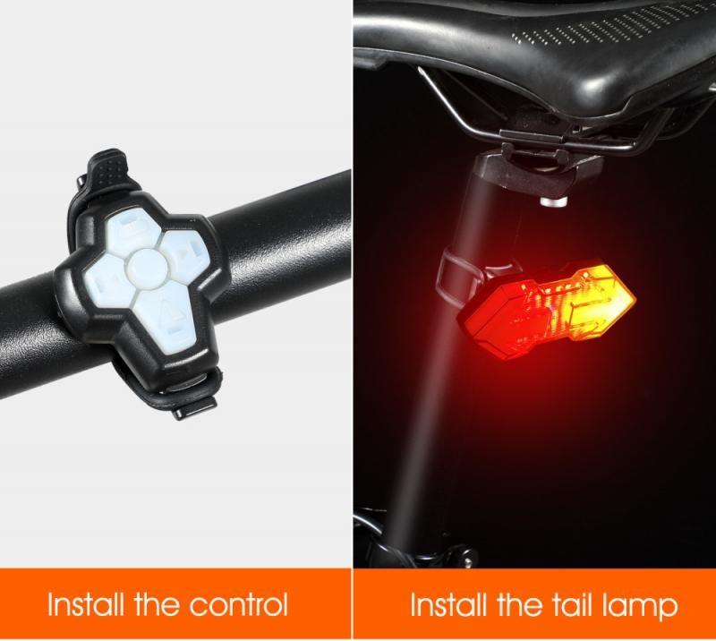 Rechargeable Bike Tail Light Turn Signals Wireless Remote Control Mountain Smart Bike Taillight Waterproof Bicycle Flashing Ultra Bright Bike Light USB LED Bicycle Rear Light Waterproof Light 5 Light Mode Headlights Stevvex