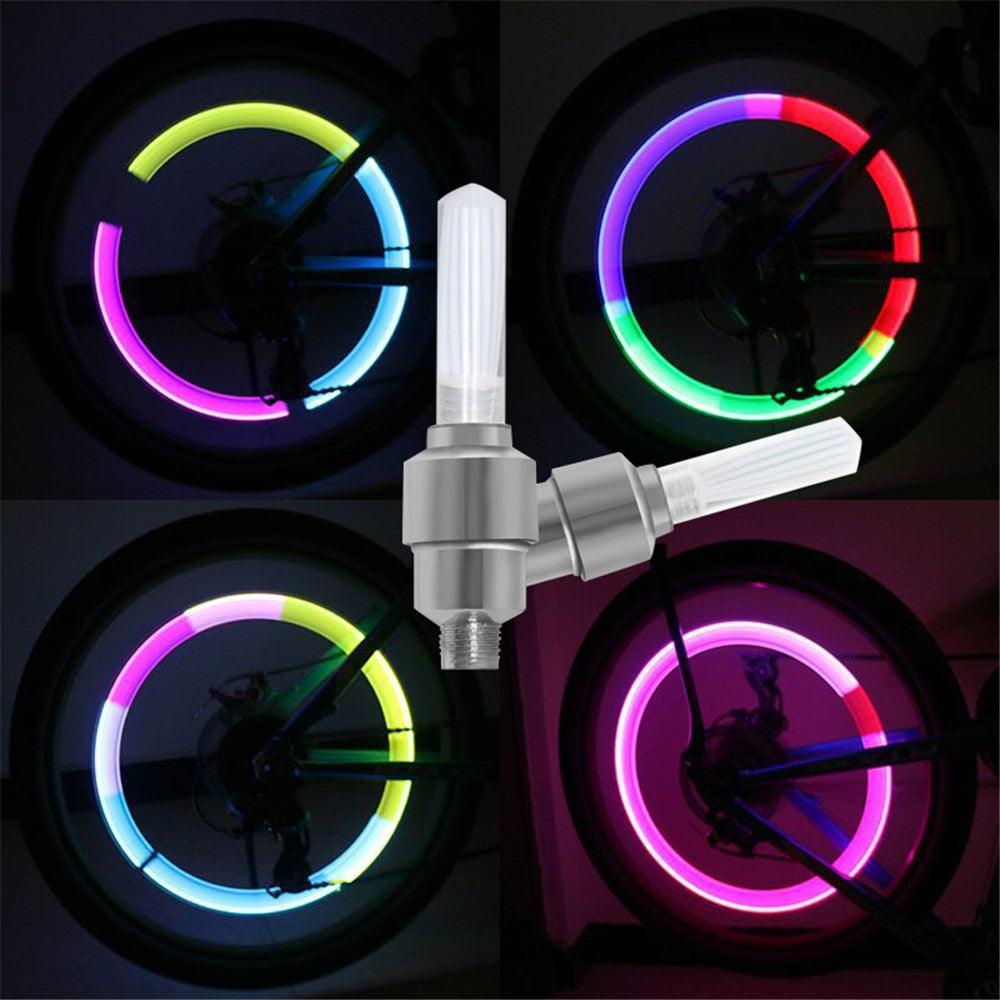 LED Neon Bike Wheel Tire Light Valve Dust Cap Spoke Light For Bicycle Cycling Warning Light Bicycle Flash Cap Light Bike Tire Wheel Valve Cap For Front And Rear Wheel Bicycle Motorcycle Tire Colorful Design Stevvex