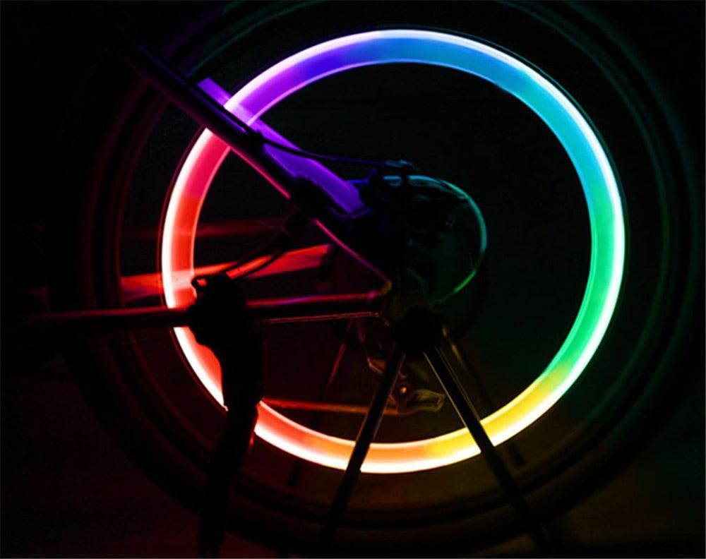 LED Neon Bike Wheel Tire Light Valve Dust Cap Spoke Light For Bicycle Cycling Warning Light Bicycle Flash Cap Light Bike Tire Wheel Valve Cap For Front And Rear Wheel Bicycle Motorcycle Tire Colorful Design Stevvex
