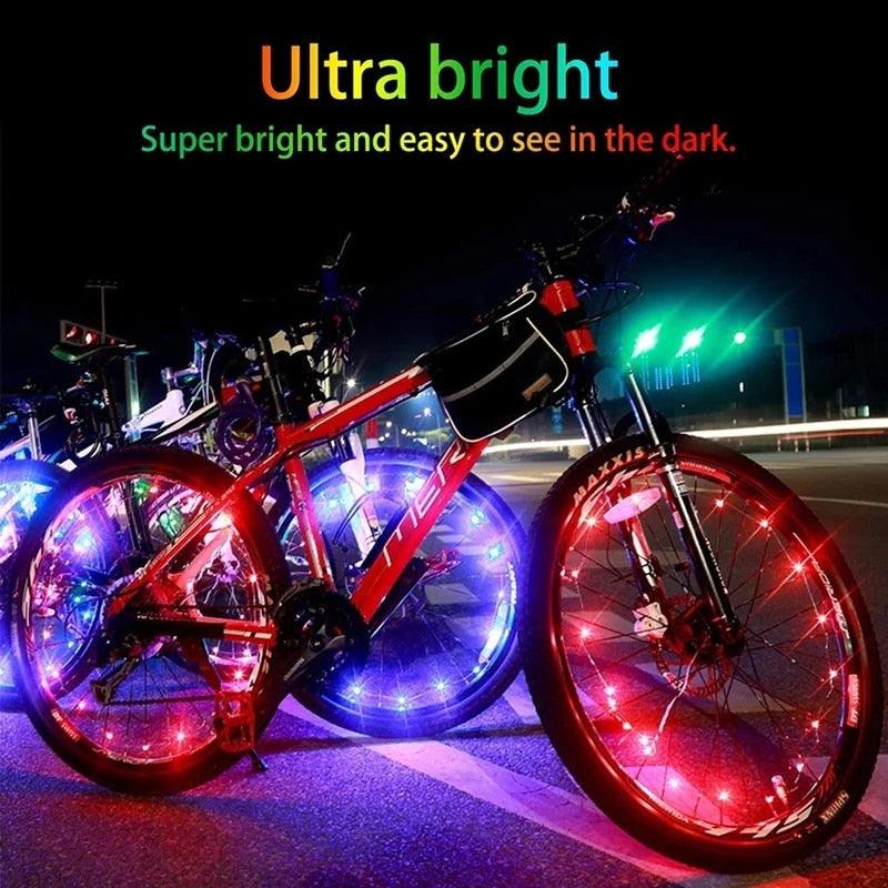 Waterproof LED Bike Wheel Light  Bicycle Spoke Light Bicycle Tire Light Strips Cycling Safety Warning Lamp Bike Wheel Lights  Safety Warning Tire Strip Light For Night Riding Glow Light Fun Safety Light Bike Accessories For Kids Stevvex