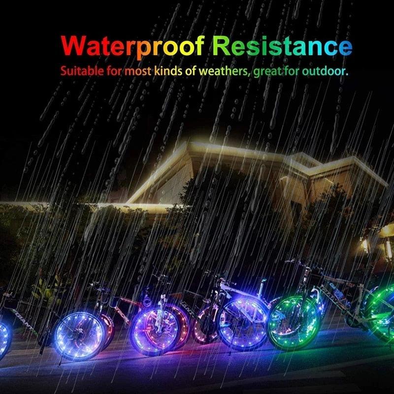Waterproof LED Bike Wheel Light  Bicycle Spoke Light Bicycle Tire Light Strips Cycling Safety Warning Lamp Bike Wheel Lights  Safety Warning Tire Strip Light For Night Riding Glow Light Fun Safety Light Bike Accessories For Kids Stevvex