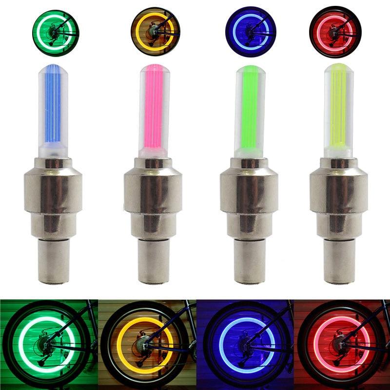 2PCS Ultralight Bike Valve Cap Light Road Bike LED Light Tire Valve Caps Wheel Spokes Light Bike Flash Tyre Wheel Cap Lights Bike Valve Neon Lights Colorful Night LED Tire Lights Stevvex