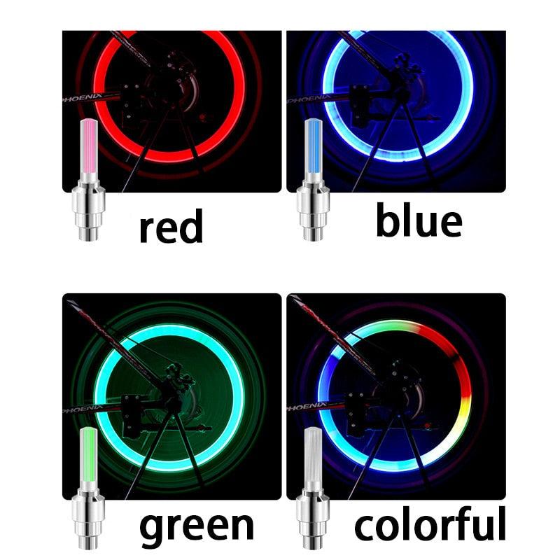 2PCS Ultralight Bike Valve Cap Light Road Bike LED Light Tire Valve Caps Wheel Spokes Light Bike Flash Tyre Wheel Cap Lights Bike Valve Neon Lights Colorful Night LED Tire Lights Stevvex