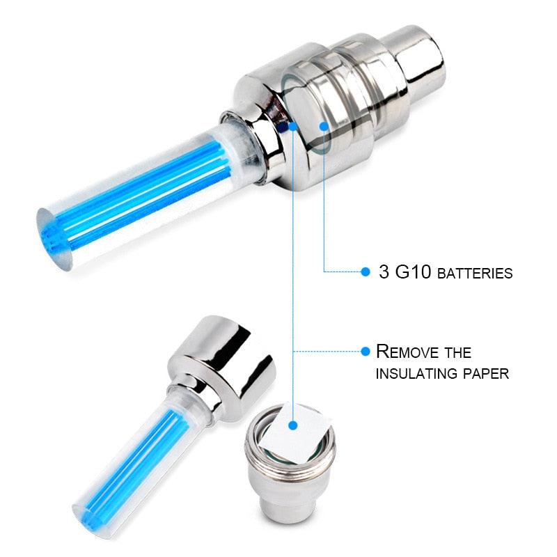 2PCS Ultralight Bike Valve Cap Light Road Bike LED Light Tire Valve Caps Wheel Spokes Light Bike Flash Tyre Wheel Cap Lights Bike Valve Neon Lights Colorful Night LED Tire Lights Stevvex