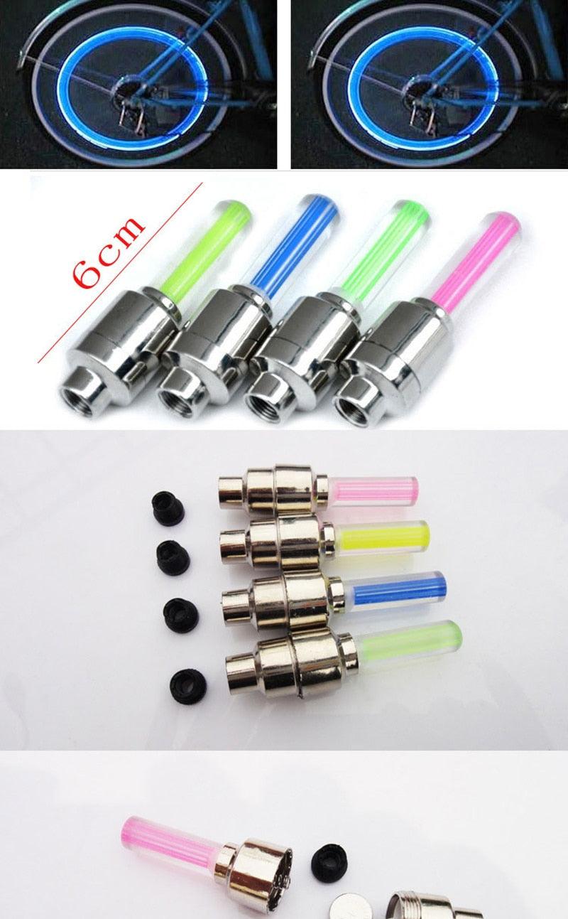 2PCS Ultralight Bike Valve Cap Light Road Bike LED Light Tire Valve Caps Wheel Spokes Light Bike Flash Tyre Wheel Cap Lights Bike Valve Neon Lights Colorful Night LED Tire Lights Stevvex