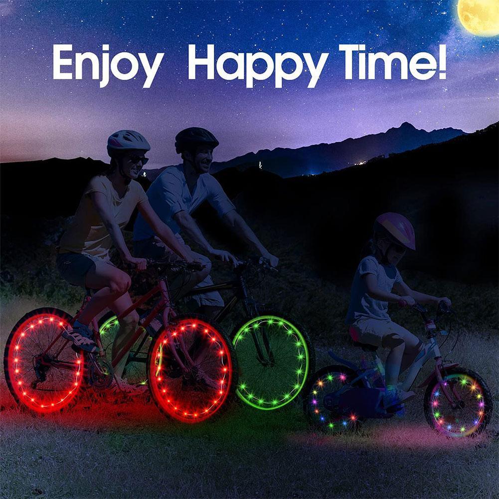20 LED Bike Cycling Rim Lights Wheel Spoke Light String Strip Lamps Waterproof Bicycle Light Decoration Accessories Waterproof LED Bike Spoke Lights For Adult Bike Beautiful Night Bike Decoration Stevvex