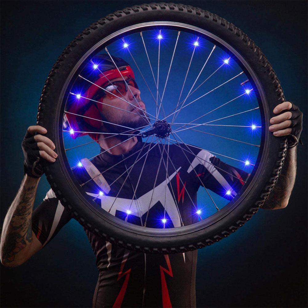 20 LED Bike Cycling Rim Lights Wheel Spoke Light String Strip Lamps Waterproof Bicycle Light Decoration Accessories Waterproof LED Bike Spoke Lights For Adult Bike Beautiful Night Bike Decoration Stevvex