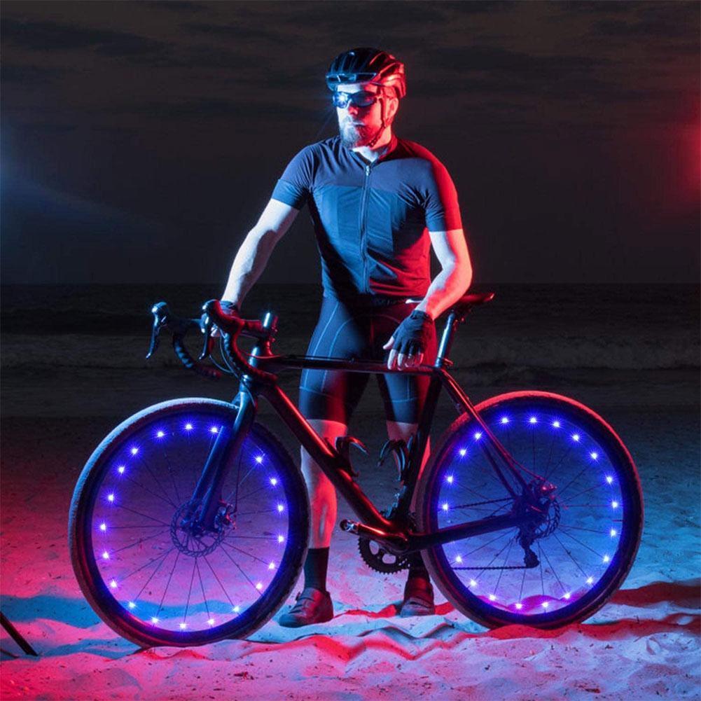 20 LED Bike Cycling Rim Lights Wheel Spoke Light String Strip Lamps Waterproof Bicycle Light Decoration Accessories Waterproof LED Bike Spoke Lights For Adult Bike Beautiful Night Bike Decoration Stevvex