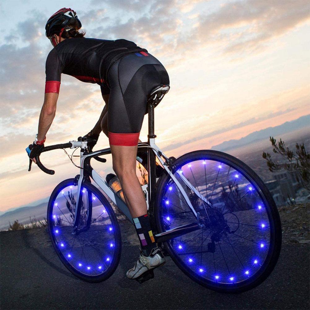 20 LED Bike Cycling Rim Lights Wheel Spoke Light String Strip Lamps Waterproof Bicycle Light Decoration Accessories Waterproof LED Bike Spoke Lights For Adult Bike Beautiful Night Bike Decoration Stevvex