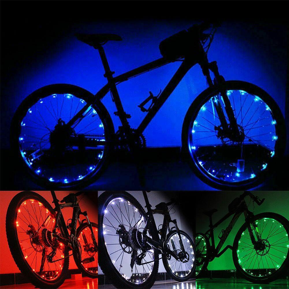 20 LED Bike Cycling Rim Lights Wheel Spoke Light String Strip Lamps Waterproof Bicycle Light Decoration Accessories Waterproof LED Bike Spoke Lights For Adult Bike Beautiful Night Bike Decoration Stevvex