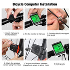LED Waterproof Bicycle Computer Wireless 5 Language Cycling Bike Odometer Stopwatch Speedometer With Solar Energy Bicycle Odometer Wireless Waterproof Cycling Computer LCD Backlight Display