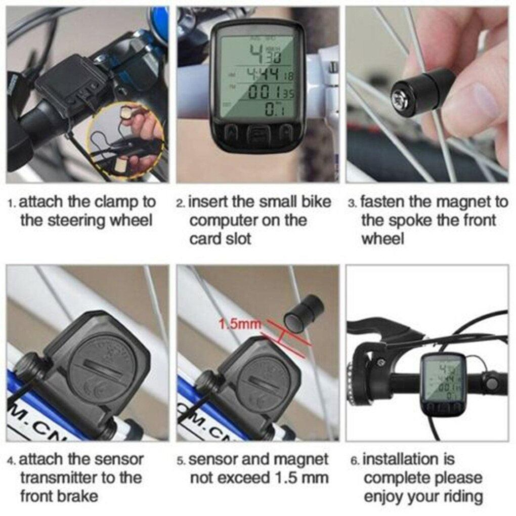 LCD Digital Bicycle Computer Waterproof Cycle Bike Stopwatch Wire Odometer Speedometer Automatic Wake-Up Cycling Computer LCD Backlight  Displays Cycling Accessories Accurate Speed Tracking Stevvex
