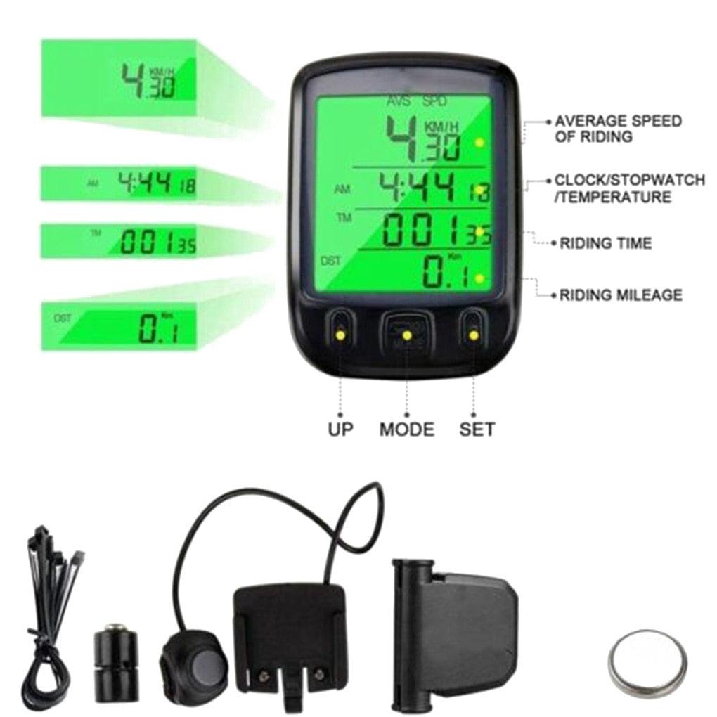 LCD Digital Bicycle Computer Waterproof Cycle Bike Stopwatch Wire Odometer Speedometer Automatic Wake-Up Cycling Computer LCD Backlight  Displays Cycling Accessories Accurate Speed Tracking Stevvex