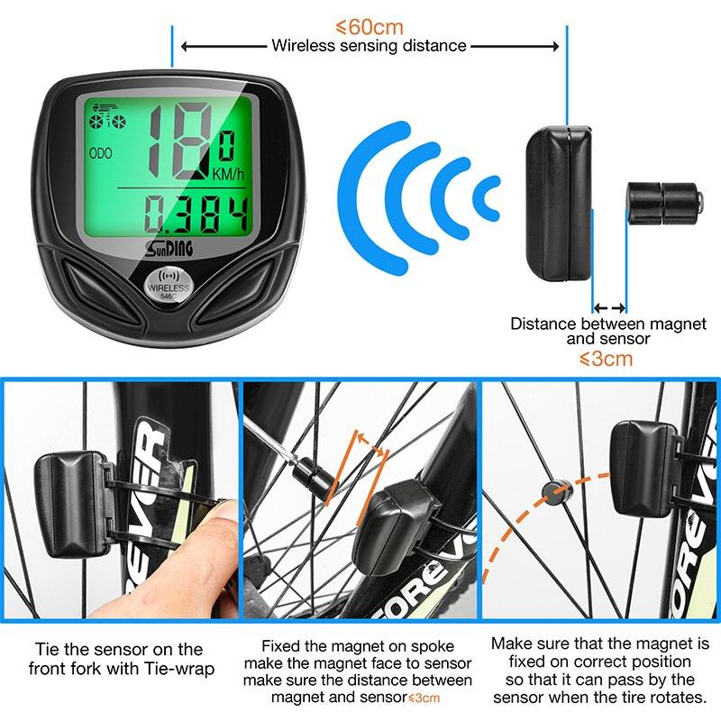 Bike Computer Wireless Waterproof Bicycle Computer 16 Functions Speed Cycle Speedometer Waterproof Wireless Bicycle Bike Computer And Cycling Odometer With Multi-Function LCD Backlight Display Stevvex