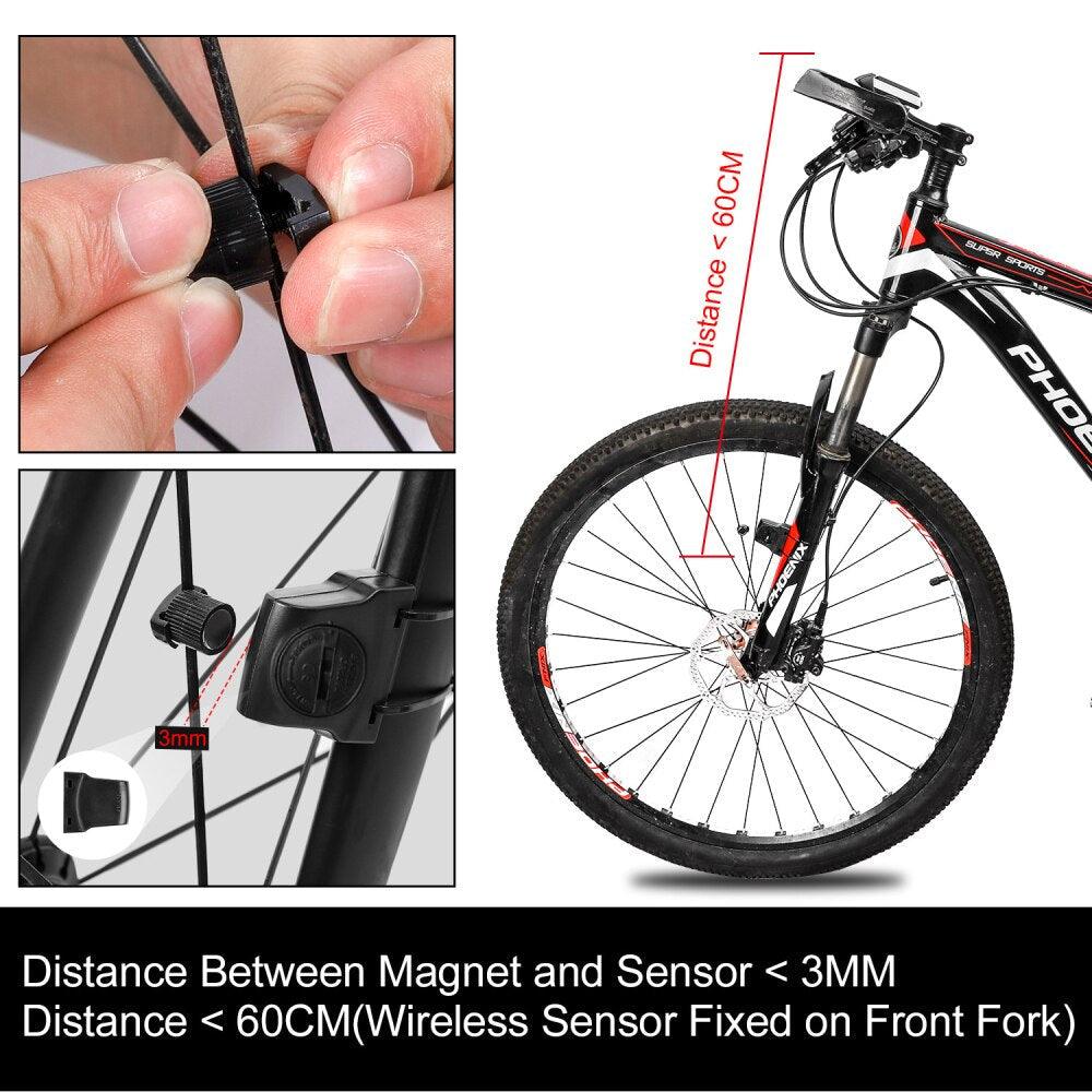 Bicycle Computer Road Bike Table Light Wired Wireless Waterproof Luminous Speedometer Waterproof Cycling Odometer Smart Sensor Auto Wake-Up Multi-Function Bicycle Speed Tracker With LCD Backlight Display Stevvex