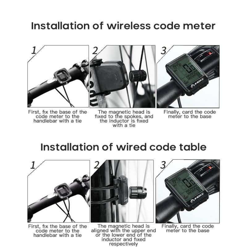 LCD Bike Code Meter Wired Wireless Mountain Bike Speedometer Bicycle Odometer Cycling Multifunctional And Waterproof Smart Backlight HD Digital LCD Big Display Auto Power Off And Wake-up Speedometer Stevvex
