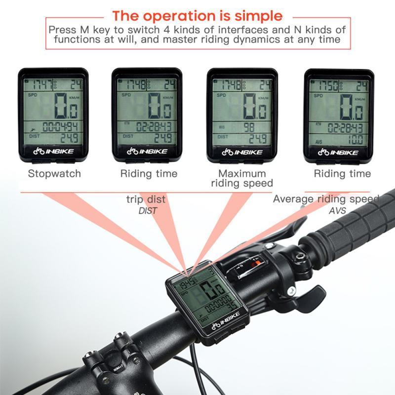 LCD Bike Code Meter Wired Wireless Mountain Bike Speedometer Bicycle Odometer Cycling Multifunctional And Waterproof Smart Backlight HD Digital LCD Big Display Auto Power Off And Wake-up Speedometer Stevvex