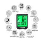Bicycle Computer Road Bike Table Light Wired Wireless Waterproof Luminous Speedometer Waterproof Cycling Odometer Smart Sensor Auto Wake-Up Multi-Function Bicycle Speed Tracker With LCD Backlight Display Stevvex