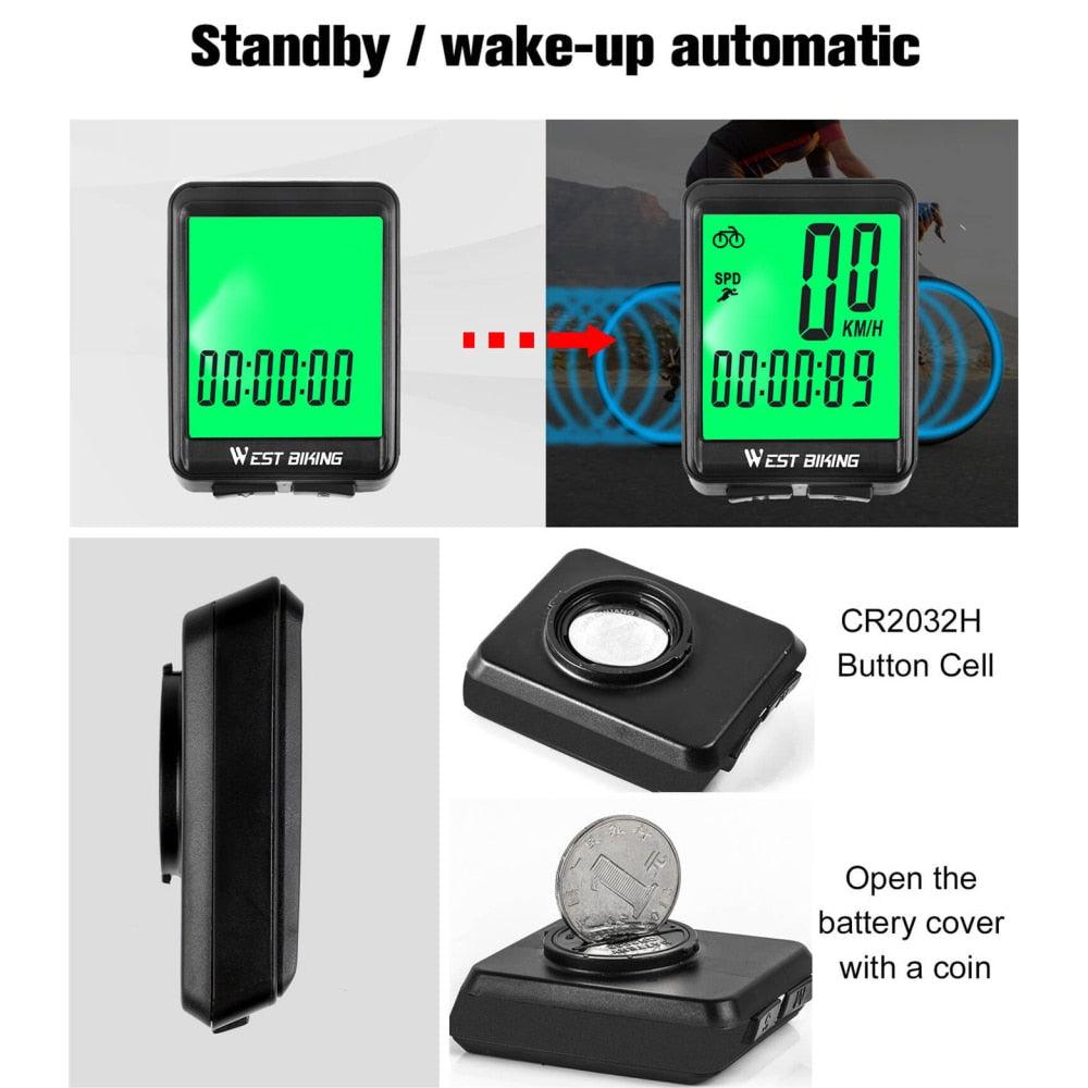 Bicycle Computer Road Bike Table Light Wired Wireless Waterproof Luminous Speedometer Waterproof Cycling Odometer Smart Sensor Auto Wake-Up Multi-Function Bicycle Speed Tracker With LCD Backlight Display Stevvex